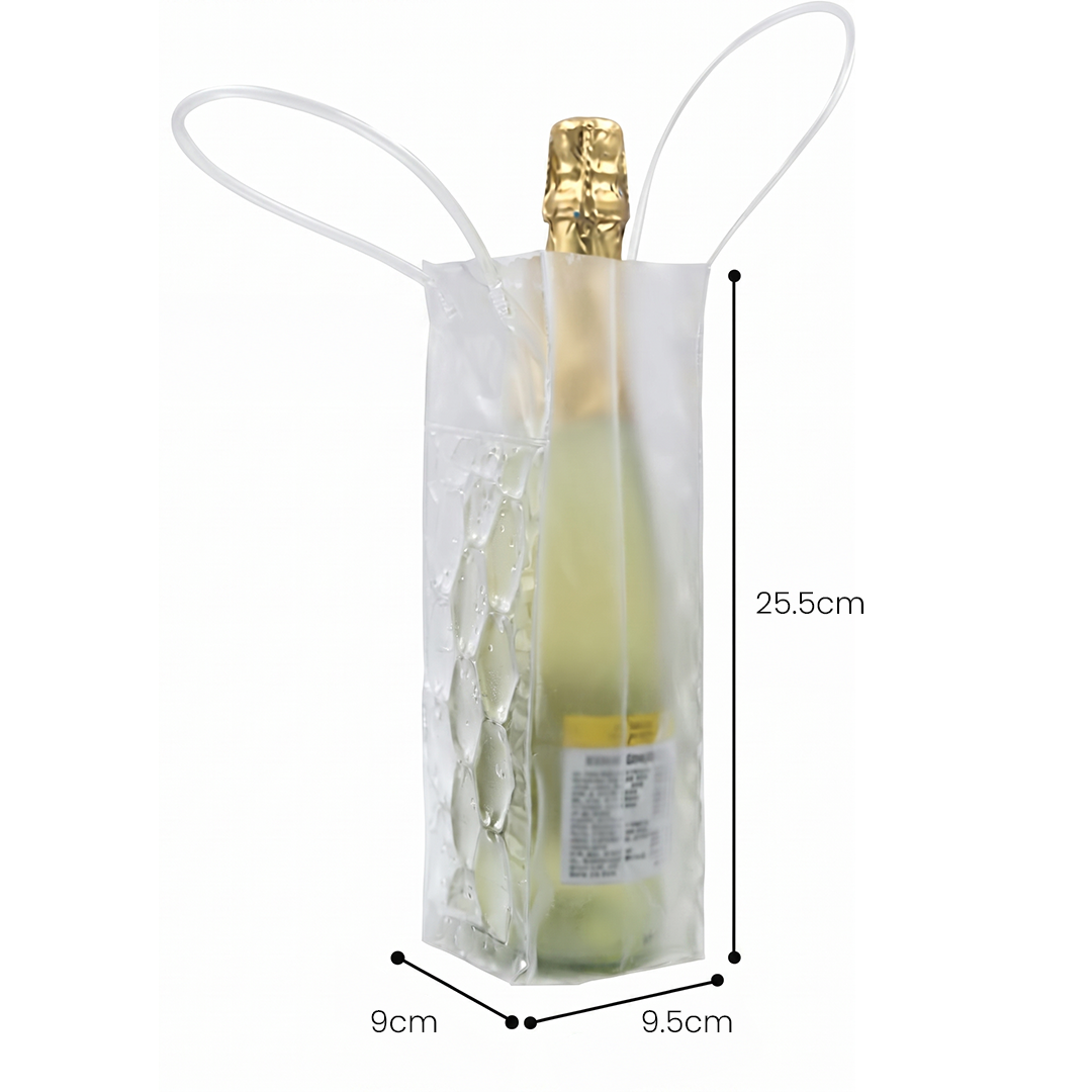 Enfriador de gel transparente para botellas con asas
