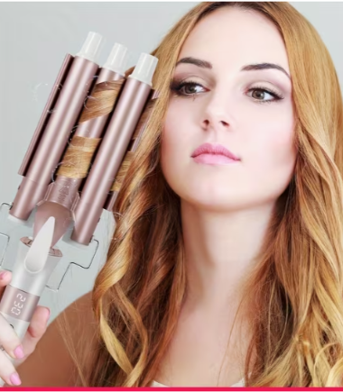 Ondulador de Cabello de 3 Barriles Ondulador de cabello que crea ondas grandes, suaves y voluminosas para un look romántico y con volumen. Compacto y portátil, ideal para el hogar o para llevar de viaje.