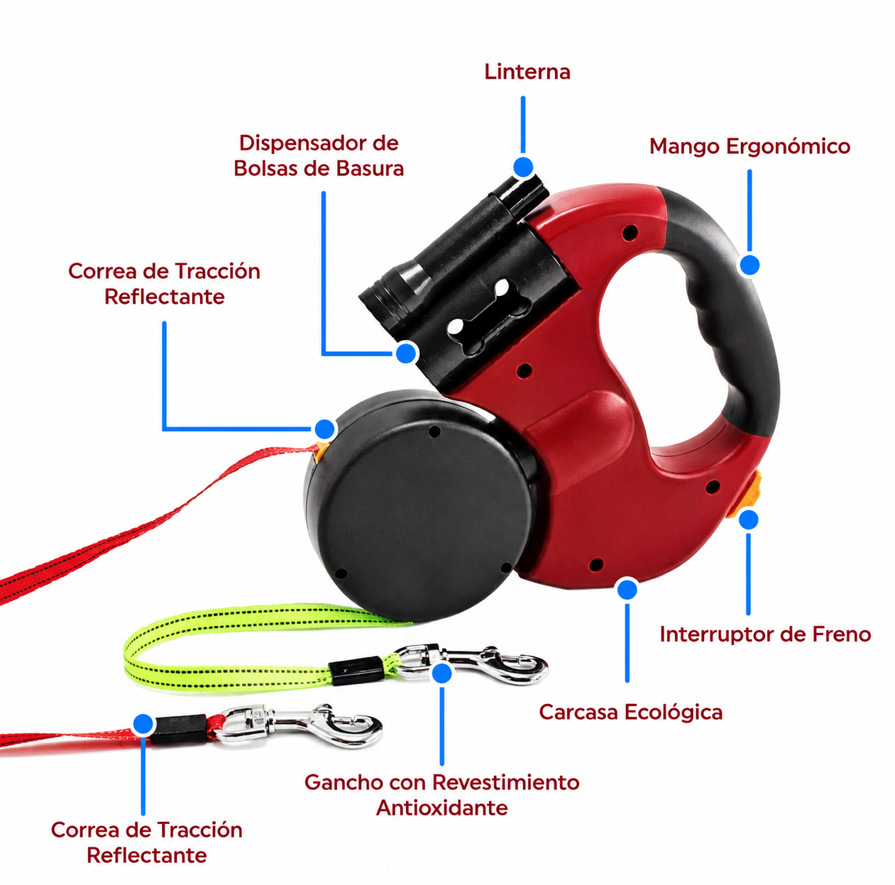 Correa para perro anti enredo (3 en 1)