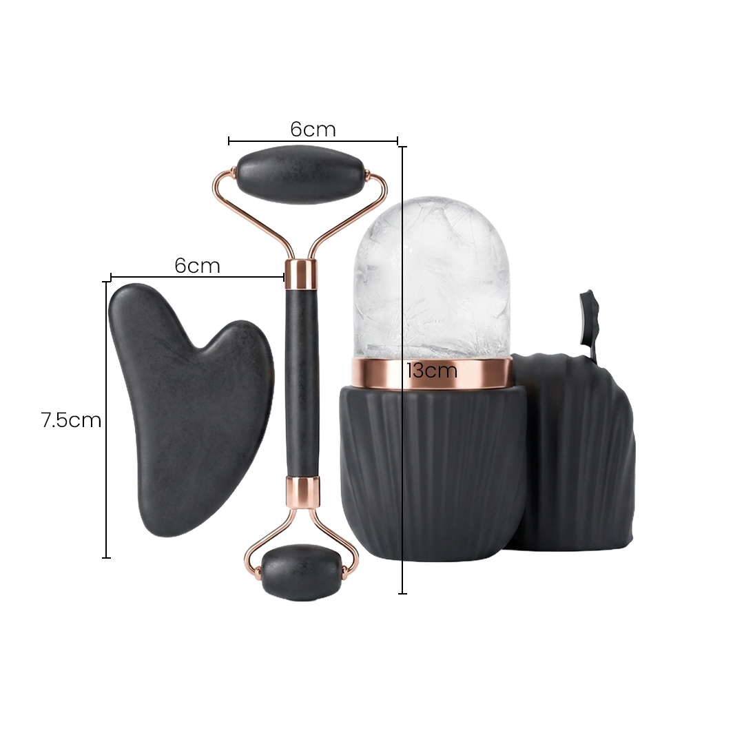 set de 3 piezas para cuidado facial - Negro