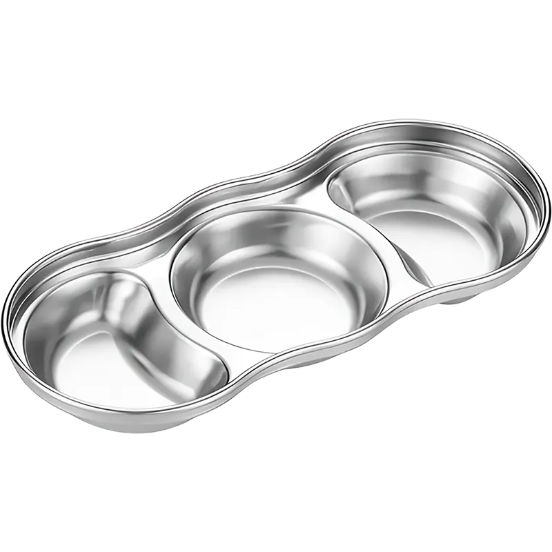 Plato condimentero - 3 Divisiones de acero inoxidable
