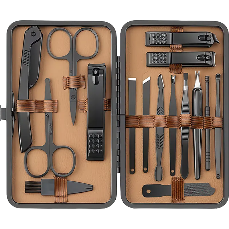 Set de 16 piezas para cuidado de uñas de acero inoxidable