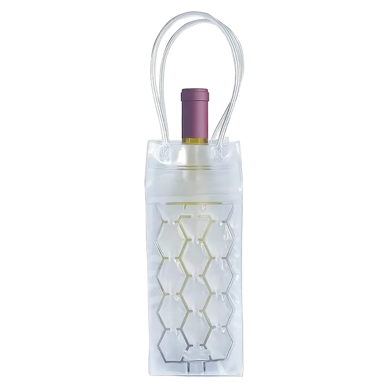 Enfriador de gel transparente para botellas con asas
