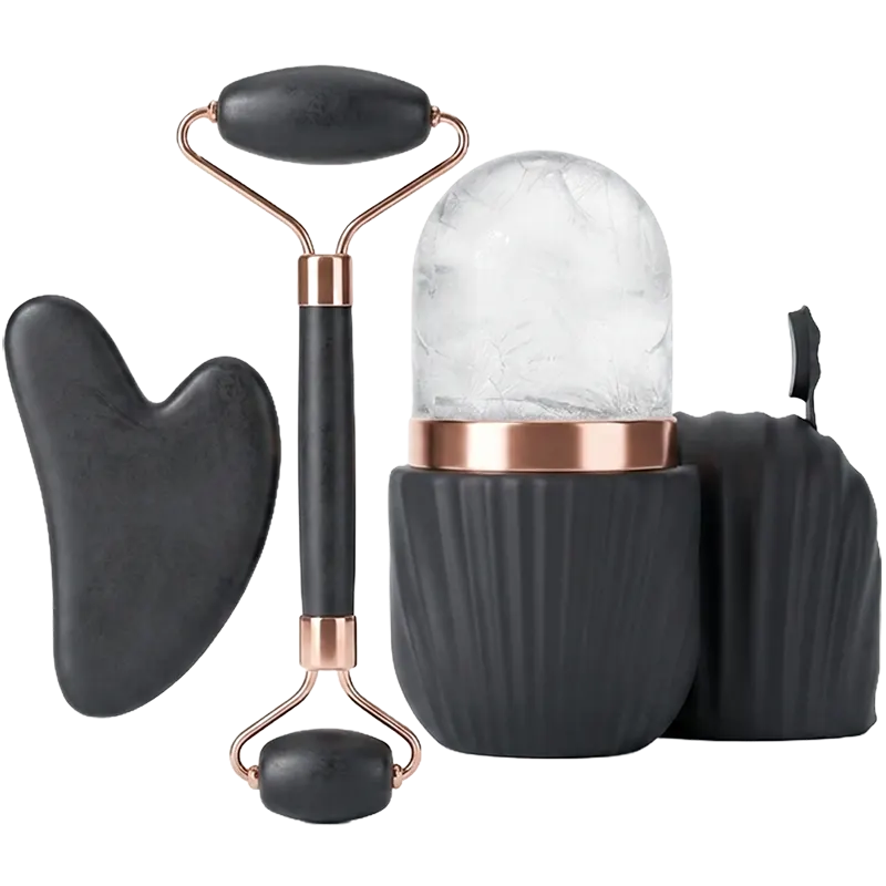 set de 3 piezas para cuidado facial - Negro