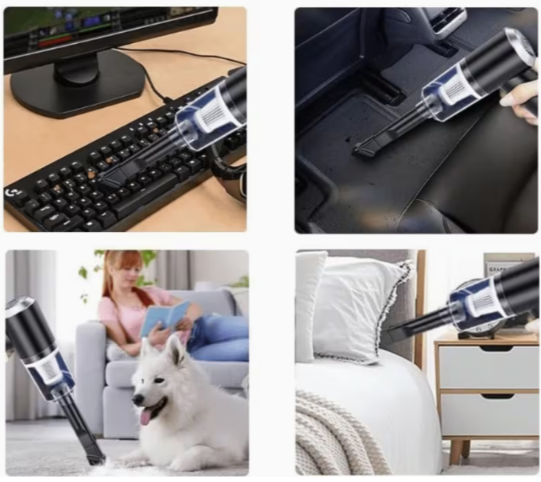 Aspiradora de mano inalámbrica compacta con potente succión, diseño de carga USB, elimina fácilmente todo tipo de polvo. Apta para coches y hogares, manteniendo cada rincón limpio
