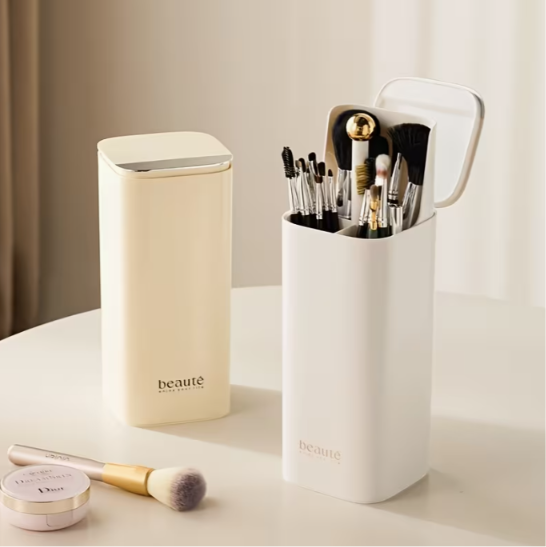 Caja de almacenamiento de brochas de maquillaje multifuncional