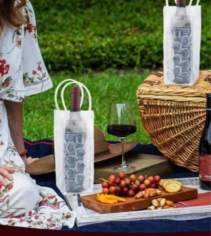 Enfriador de gel transparente para botellas con asas