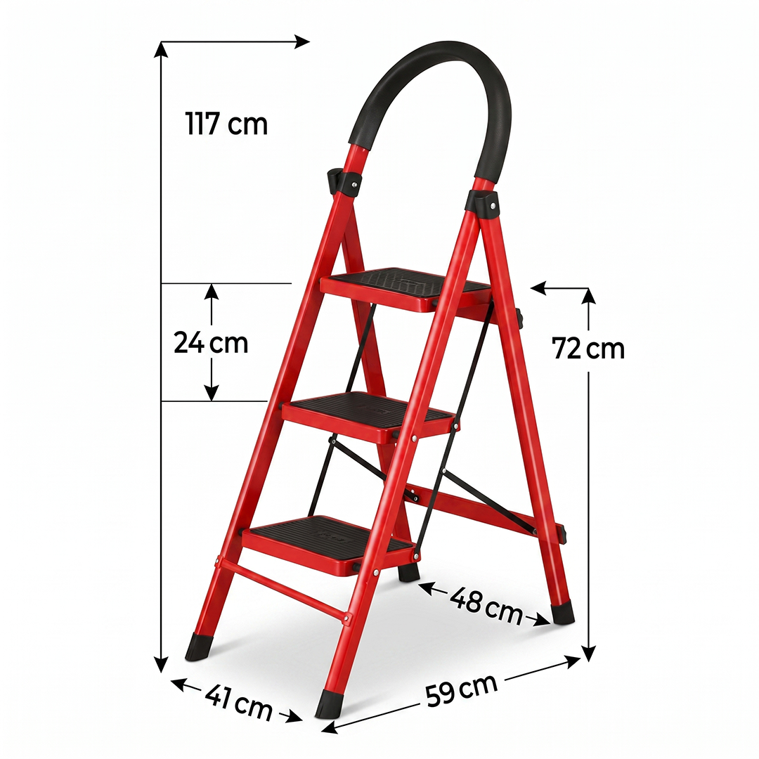 Escalera plegable de acero 3 peldaños