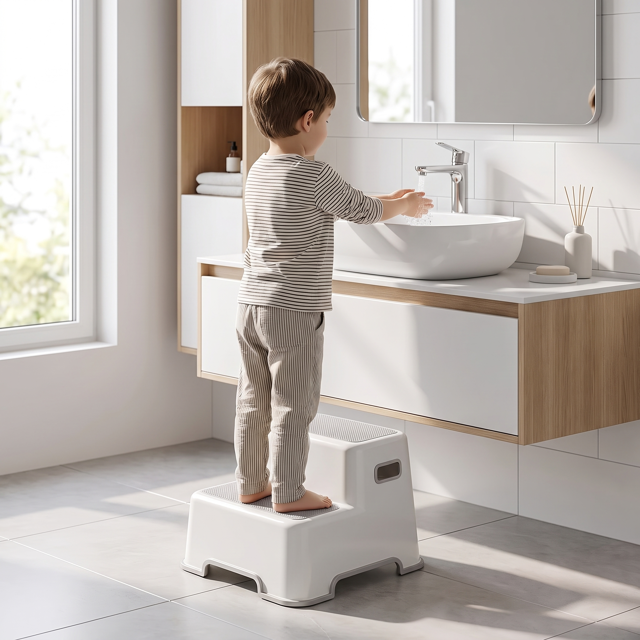 Escalera de 2 peldaños para niños - Gris