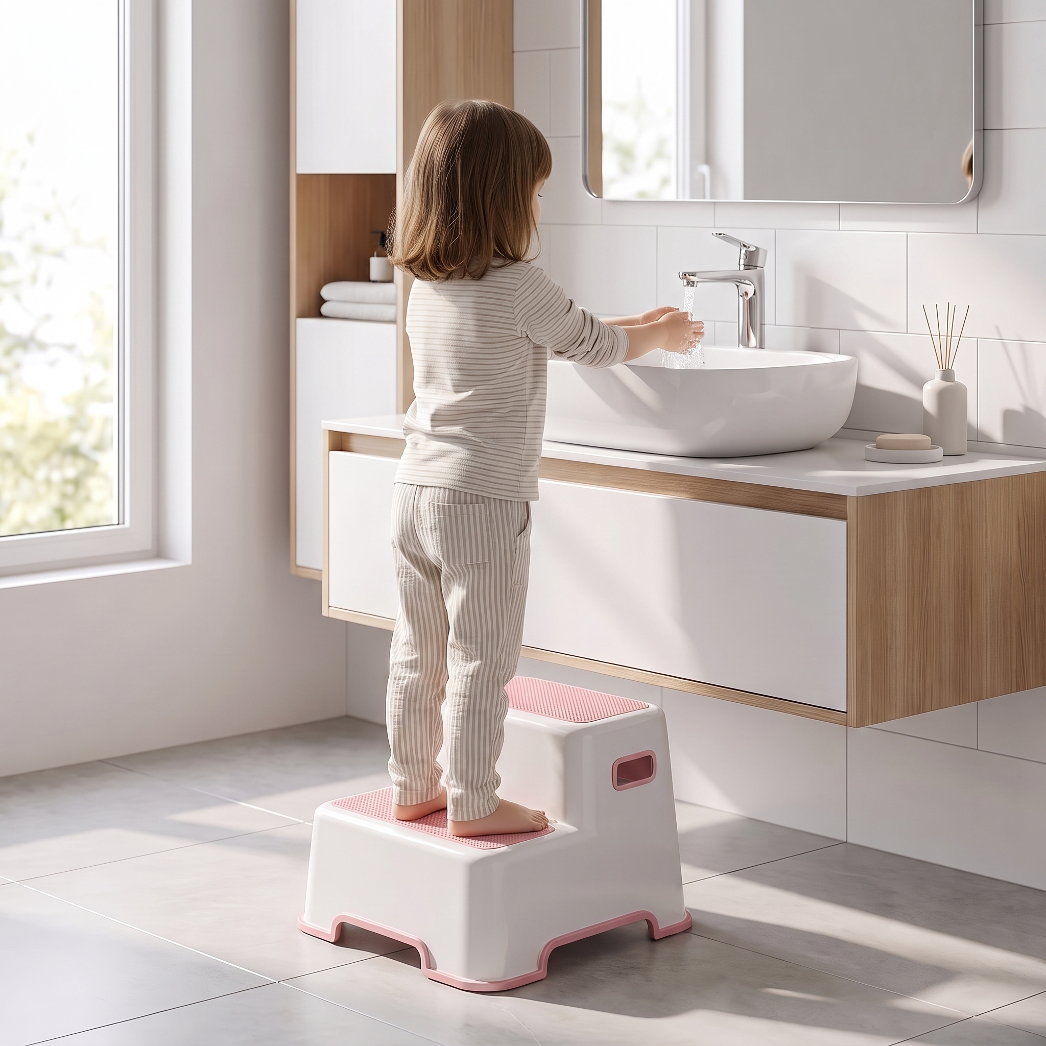 Escalera de 2 peldaños para niños - Rosado