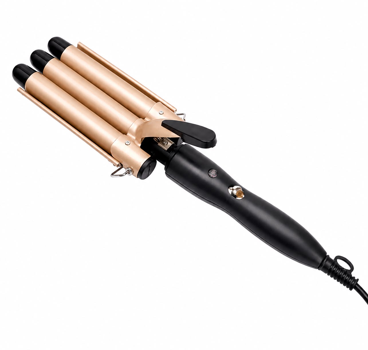 Ondulador de Cabello de 3 Barriles  Ondulador de cabello que crea ondas grandes, suaves y voluminosas para un look romántico y con volumen. Compacto y portátil, ideal para el hogar o para llevar de viaje.